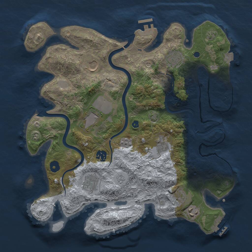 Rust Map: Procedural Map, Size: 3500, Seed: 30607, 15 Monuments