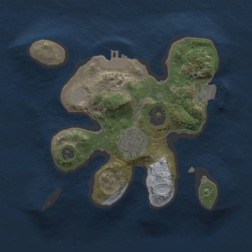 Rust Map: Procedural Map, Size: 2000, Seed: 5123, 5 Monuments