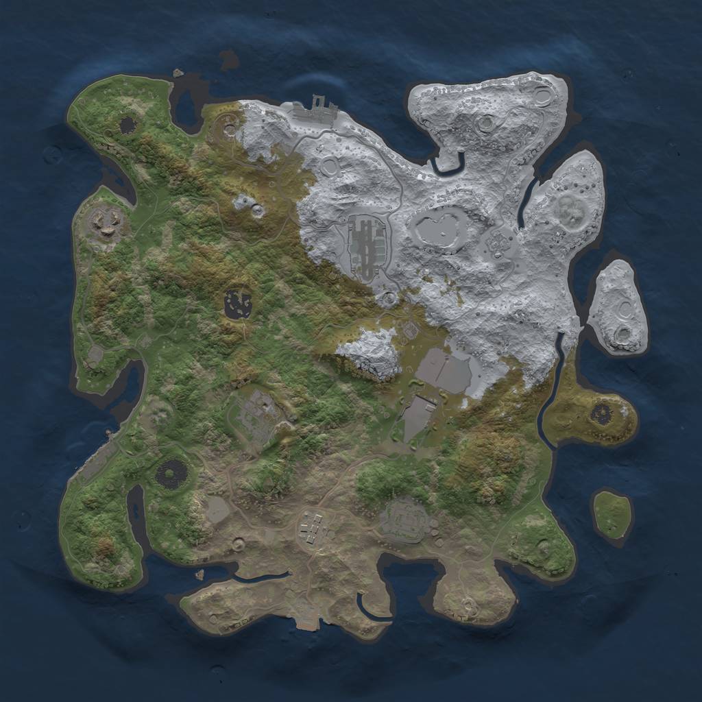 Rust Map: Procedural Map, Size: 3500, Seed: 770948441, 14 Monuments