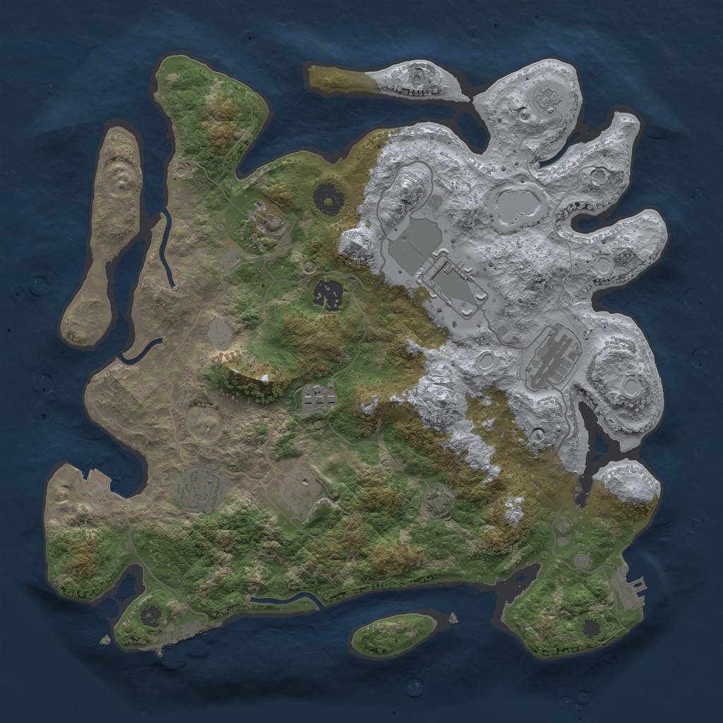 Rust Map: Procedural Map, Size: 3500, Seed: 156663905, 14 Monuments