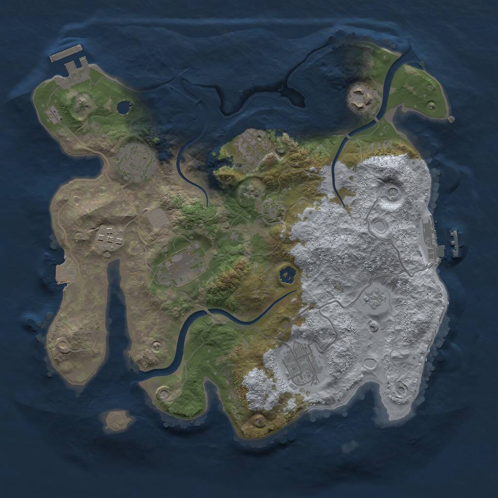 Rust Map: Procedural Map, Size: 3000, Seed: 1230407678, 12 Monuments