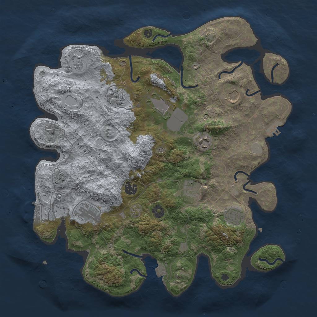 Rust Map: Procedural Map, Size: 3750, Seed: 611036176, 17 Monuments