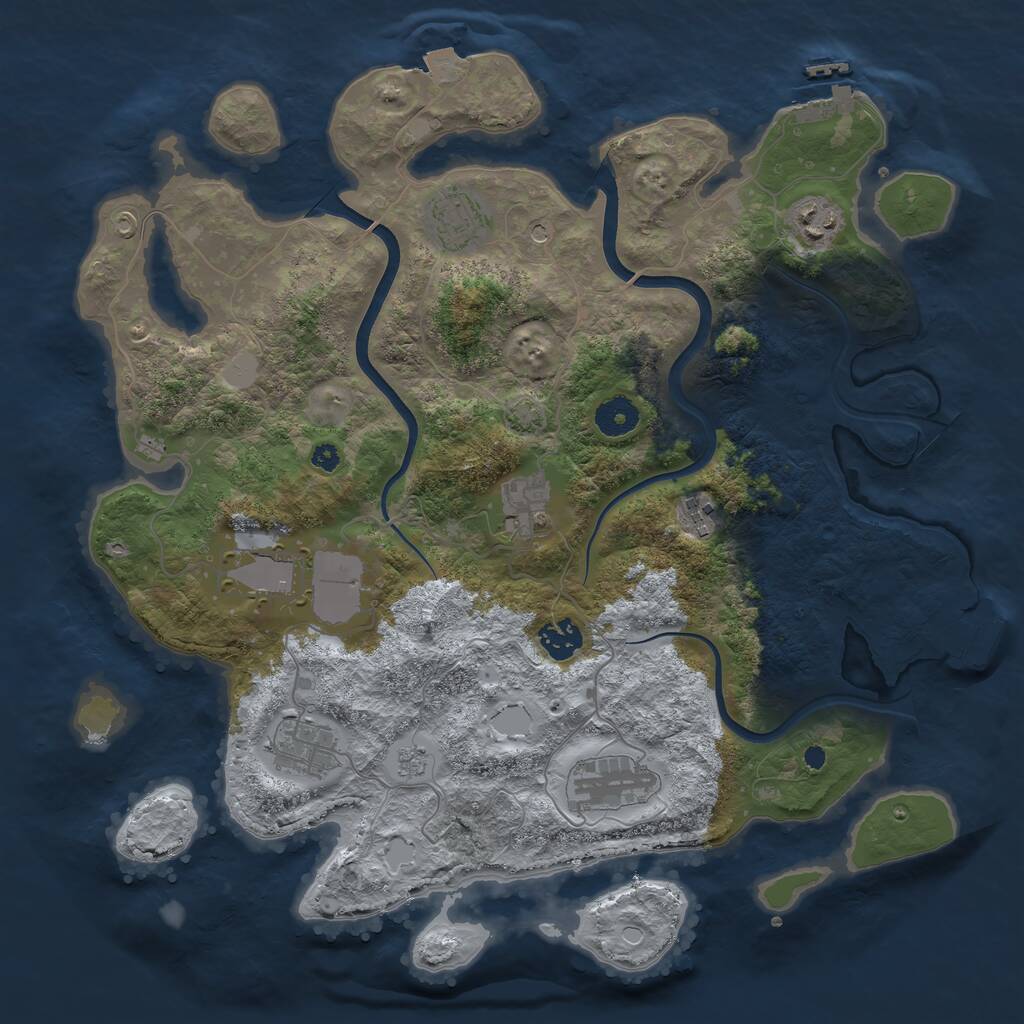 Rust Map: Procedural Map, Size: 3750, Seed: 1907540, 14 Monuments