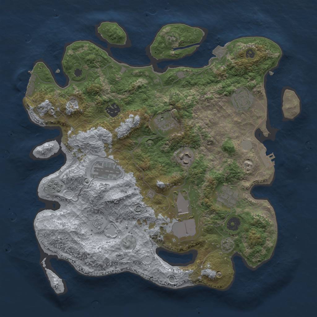 Rust Map: Procedural Map, Size: 3500, Seed: 124077704, 16 Monuments