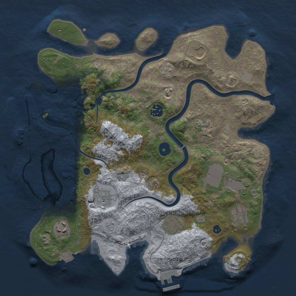 Rust Map: Procedural Map, Size: 3500, Seed: 2124562325, 15 Monuments