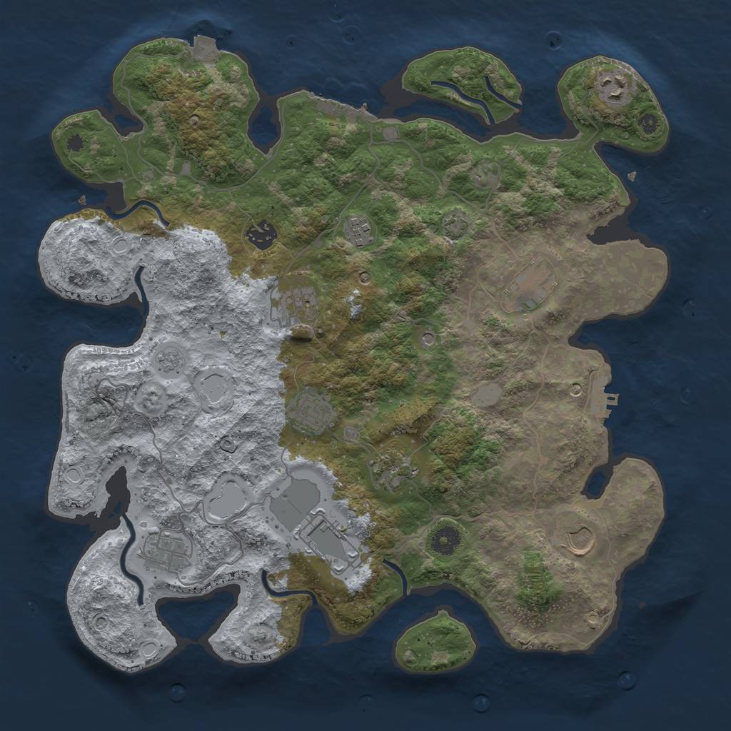 Rust Map: Procedural Map, Size: 3840, Seed: 1683605988, 18 Monuments