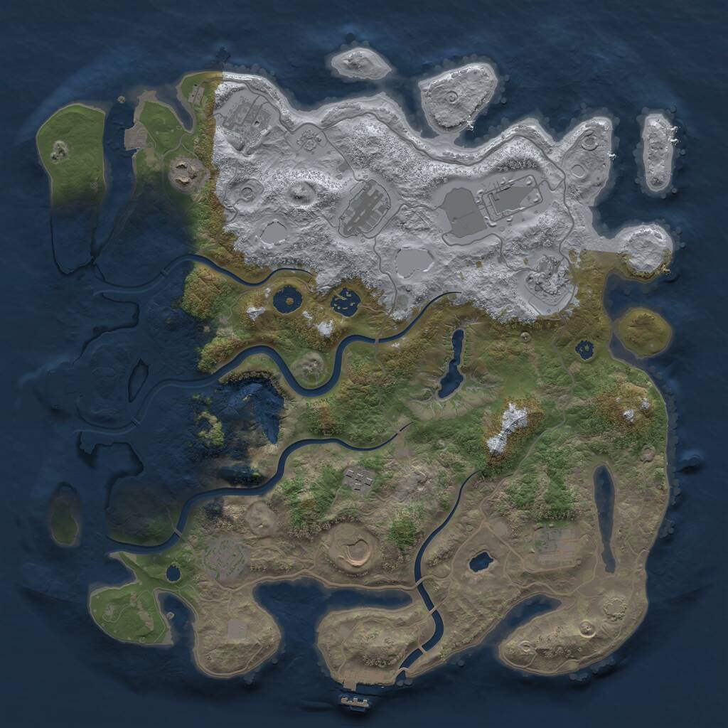 Rust Map: Procedural Map, Size: 4000, Seed: 185459, 16 Monuments