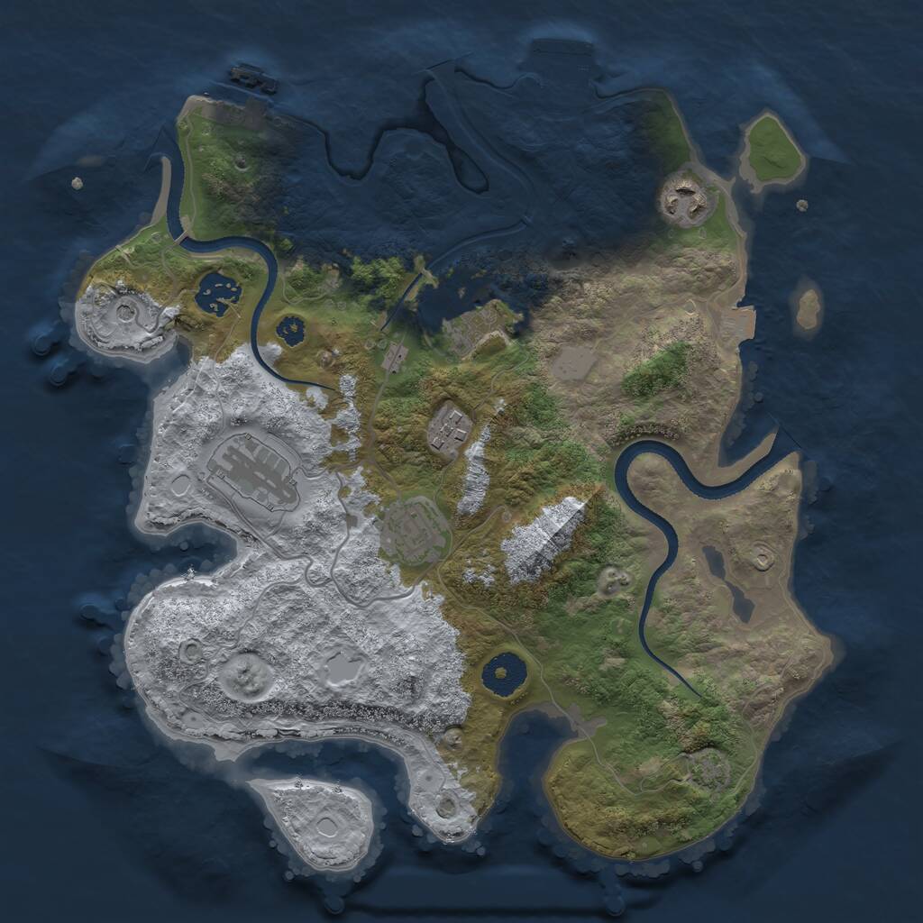 Rust Map: Procedural Map, Size: 3250, Seed: 446450487, 11 Monuments