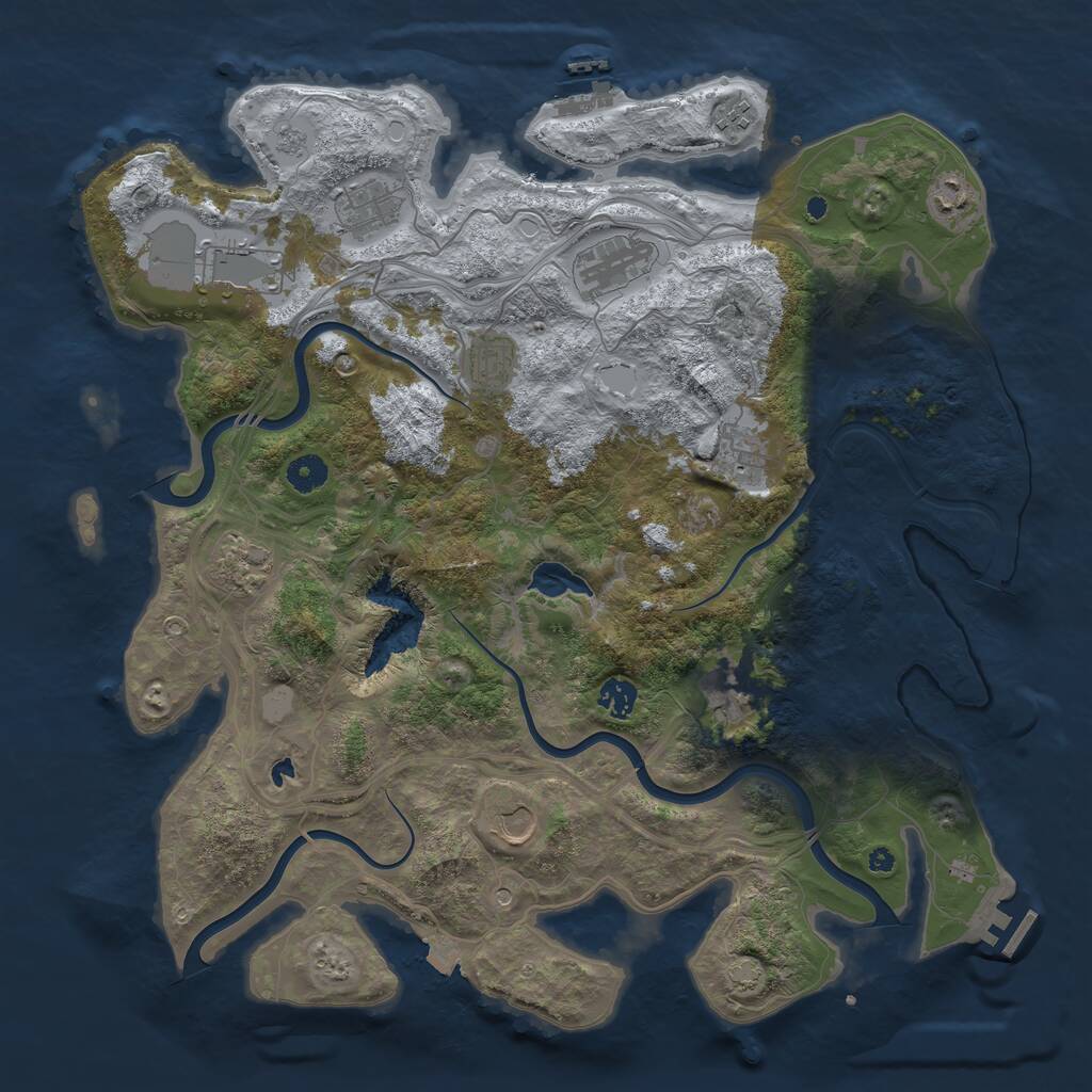 Rust Map: Procedural Map, Size: 4250, Seed: 1494692595, 17 Monuments