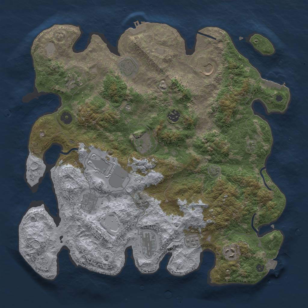 Rust Map: Procedural Map, Size: 3900, Seed: 1865847257, 18 Monuments