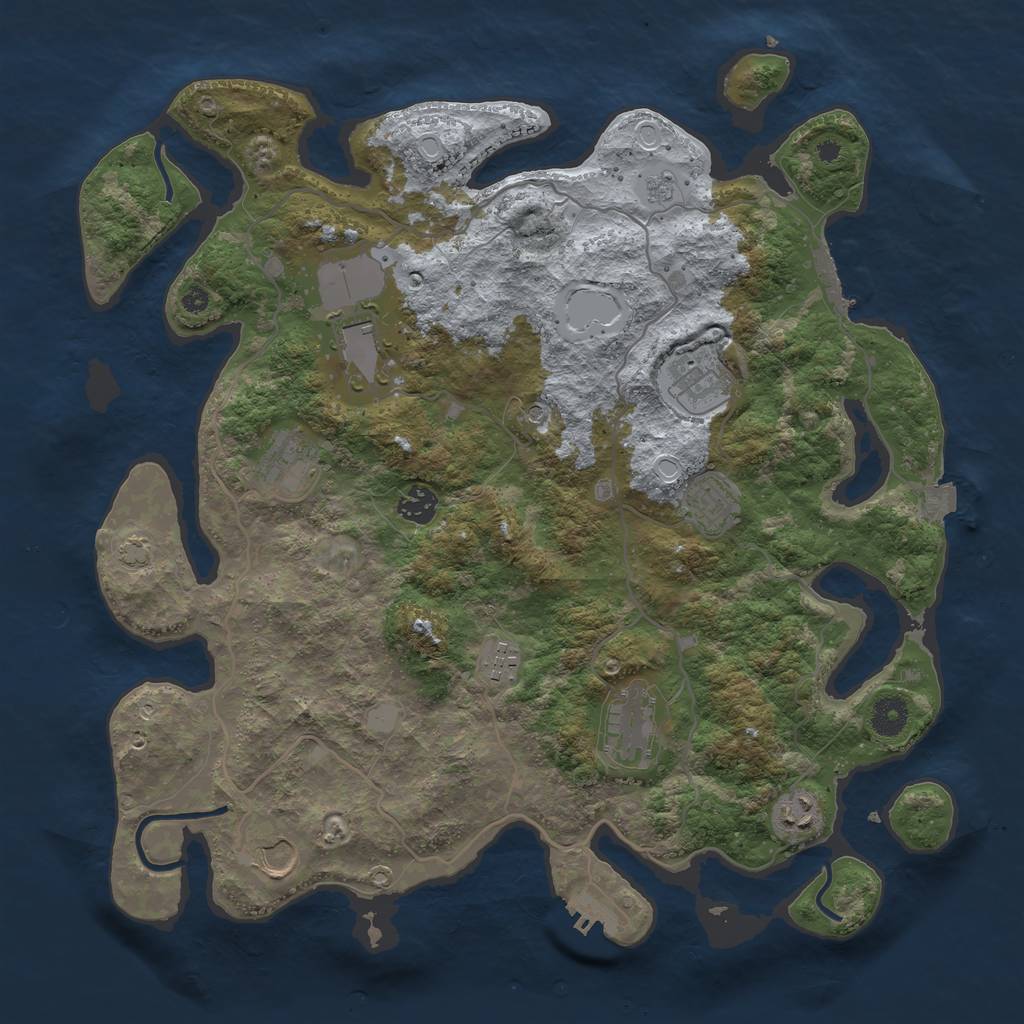 Rust Map: Procedural Map, Size: 4000, Seed: 985831383, 17 Monuments
