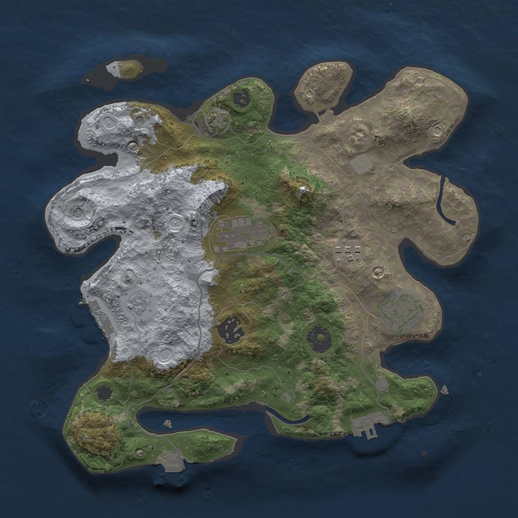 Rust Map: Procedural Map, Size: 3000, Seed: 4718, 12 Monuments