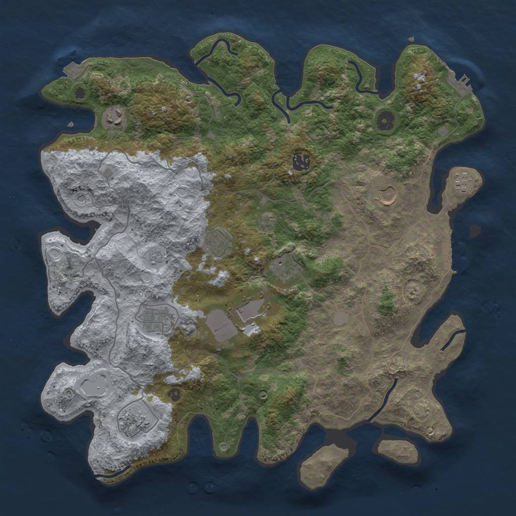 Rust Map: Procedural Map, Size: 4096, Seed: 1918839700, 17 Monuments