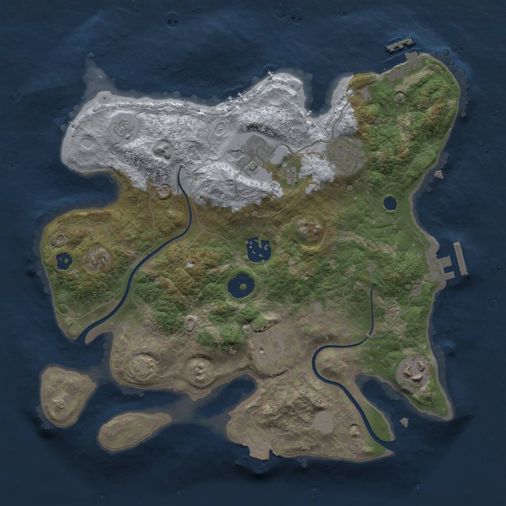 Rust Map: Procedural Map, Size: 3000, Seed: 12137, 10 Monuments