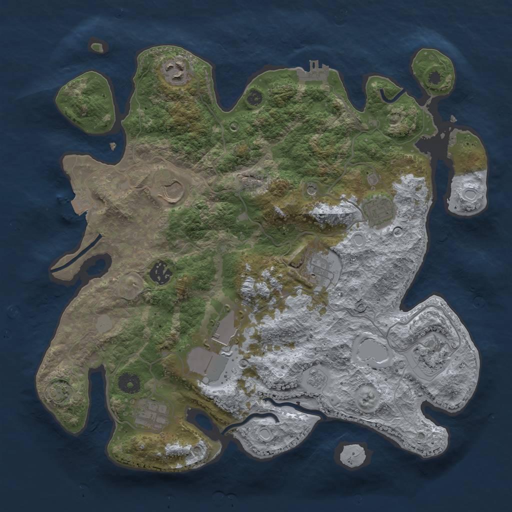 Rust Map: Procedural Map, Size: 3500, Seed: 806677175, 15 Monuments
