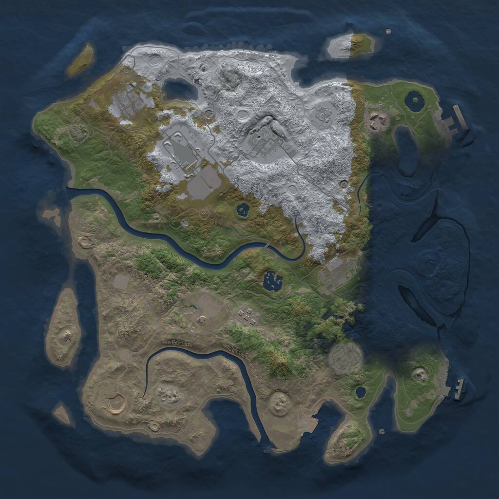 Rust Map: Procedural Map, Size: 3750, Seed: 244482720, 16 Monuments