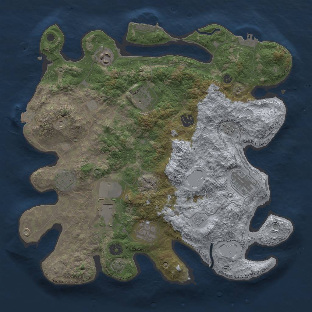 Rust Map: Procedural Map, Size: 3600, Seed: 442343, 16 Monuments