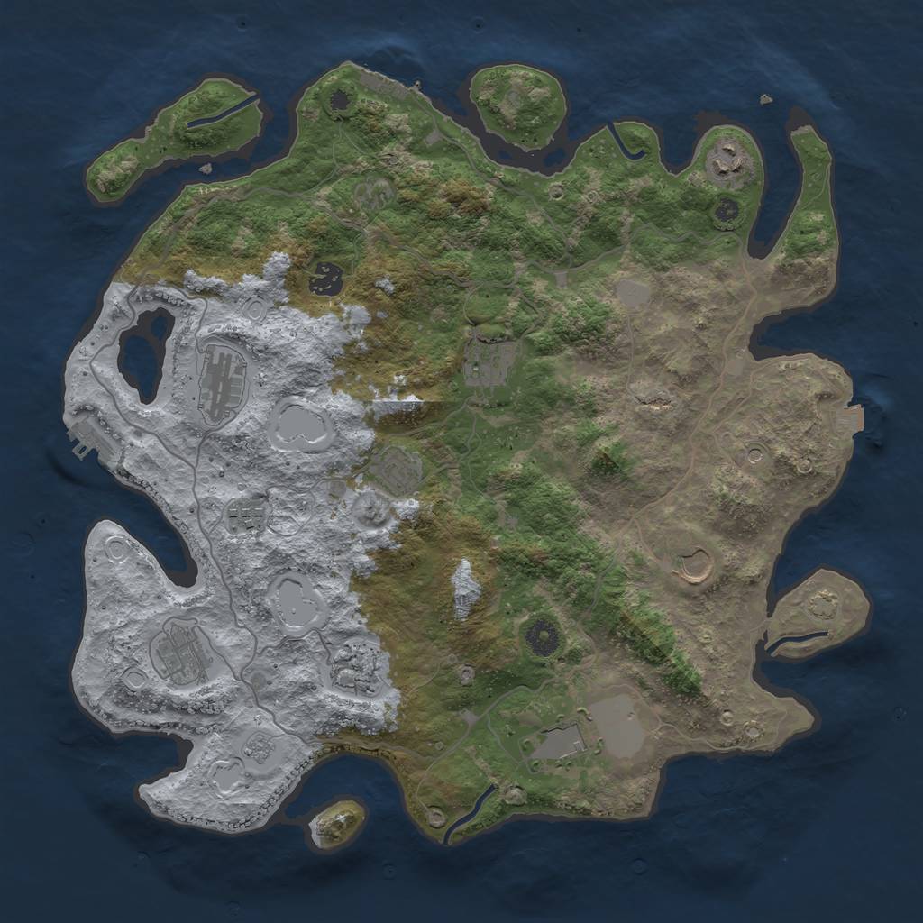 Rust Map: Procedural Map, Size: 4000, Seed: 1150406815, 18 Monuments