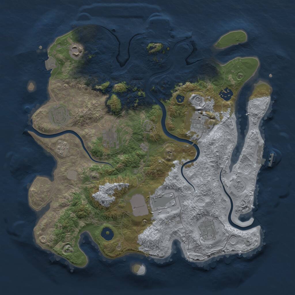 Rust Map: Procedural Map, Size: 3500, Seed: 102327259, 14 Monuments