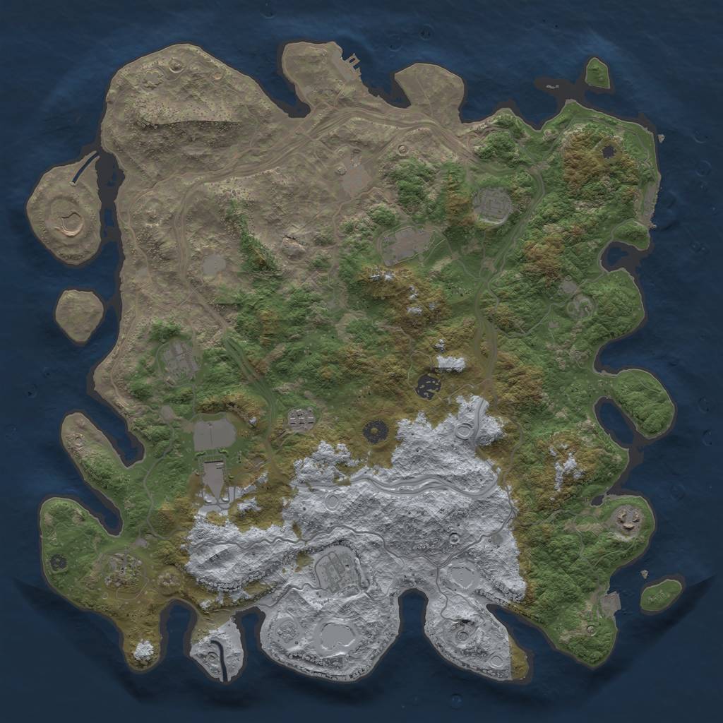 Rust Map: Procedural Map, Size: 4500, Seed: 70157183, 19 Monuments