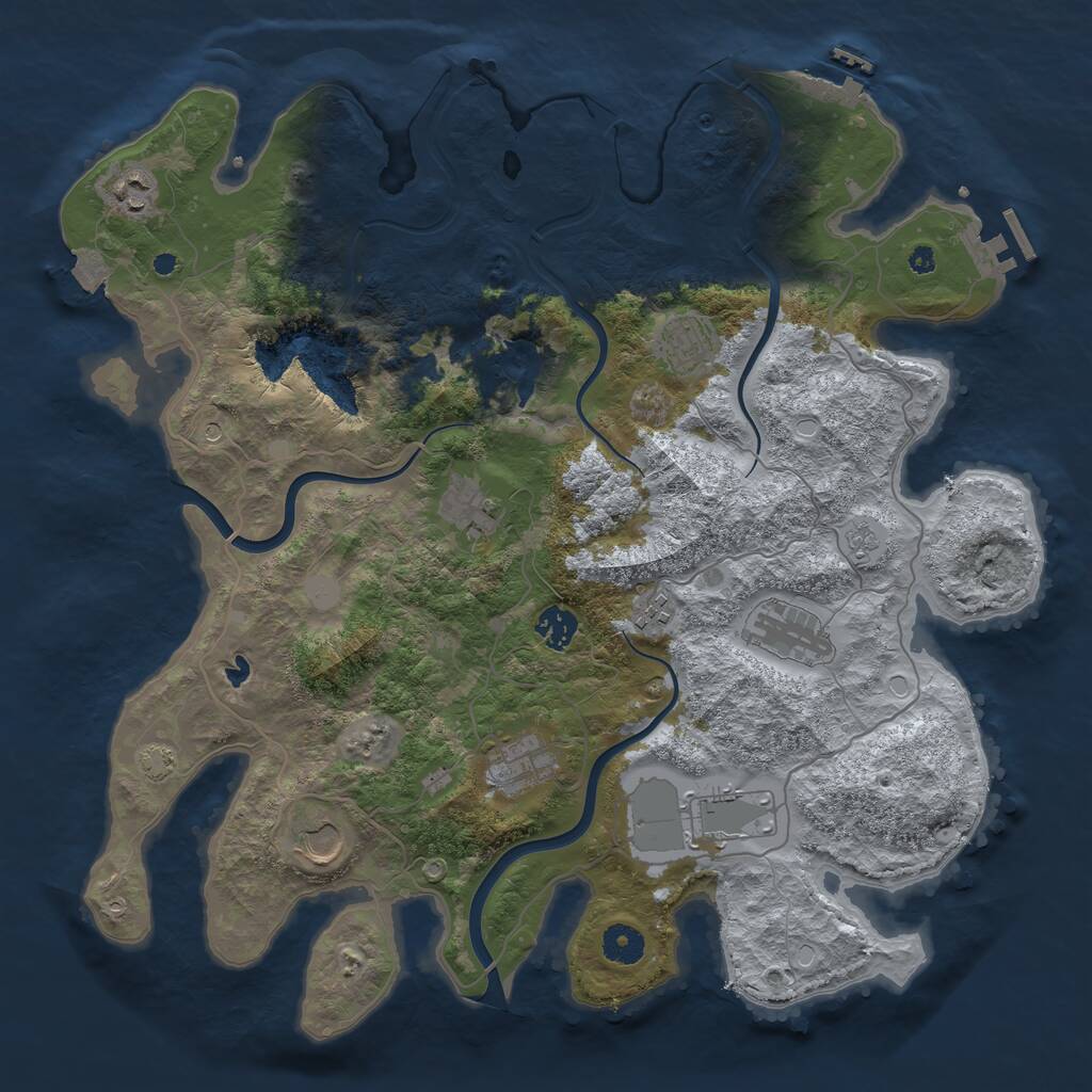 Rust Map: Procedural Map, Size: 4000, Seed: 1127345, 15 Monuments