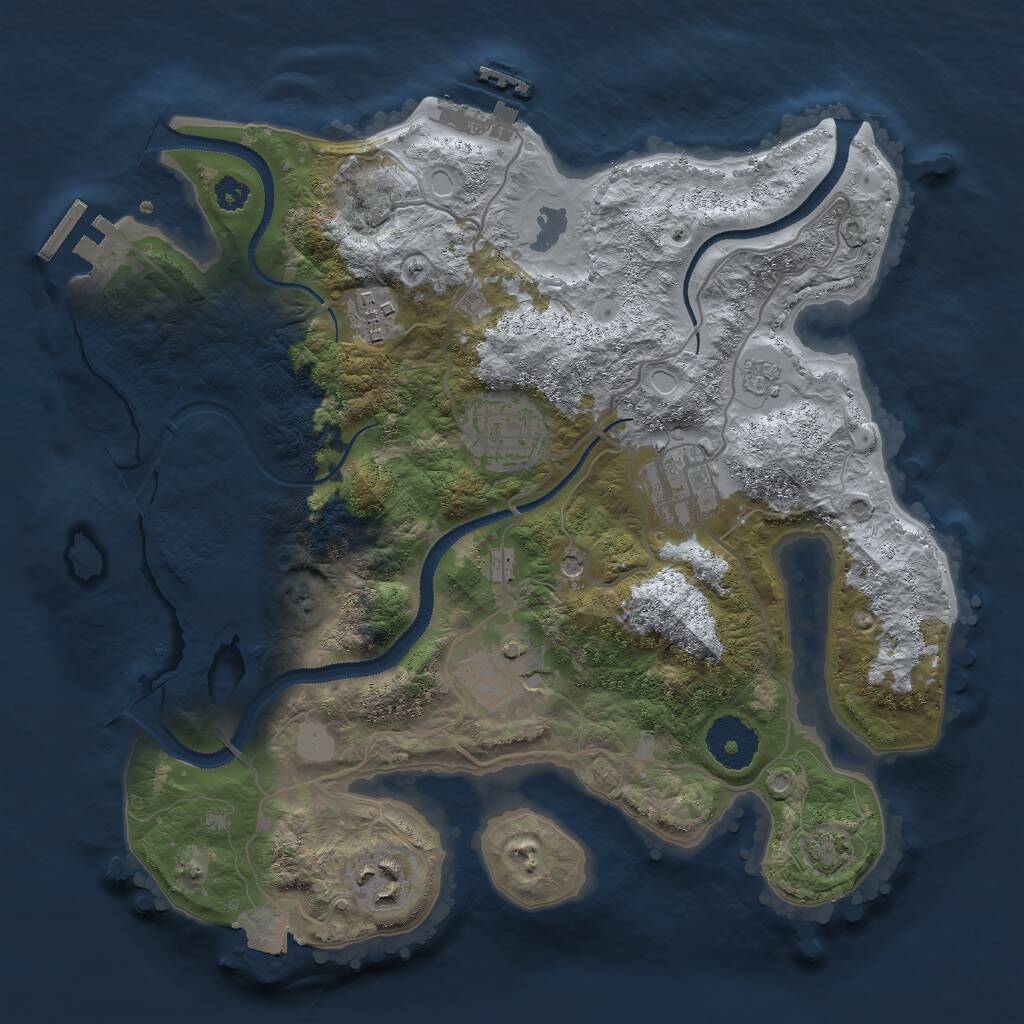 Rust Map: Procedural Map, Size: 3000, Seed: 463221933, 11 Monuments