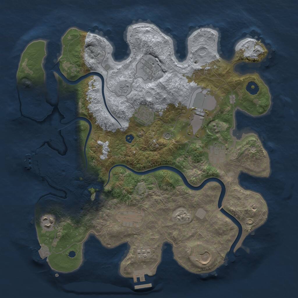 Rust Map: Procedural Map, Size: 3500, Seed: 849320386, 14 Monuments