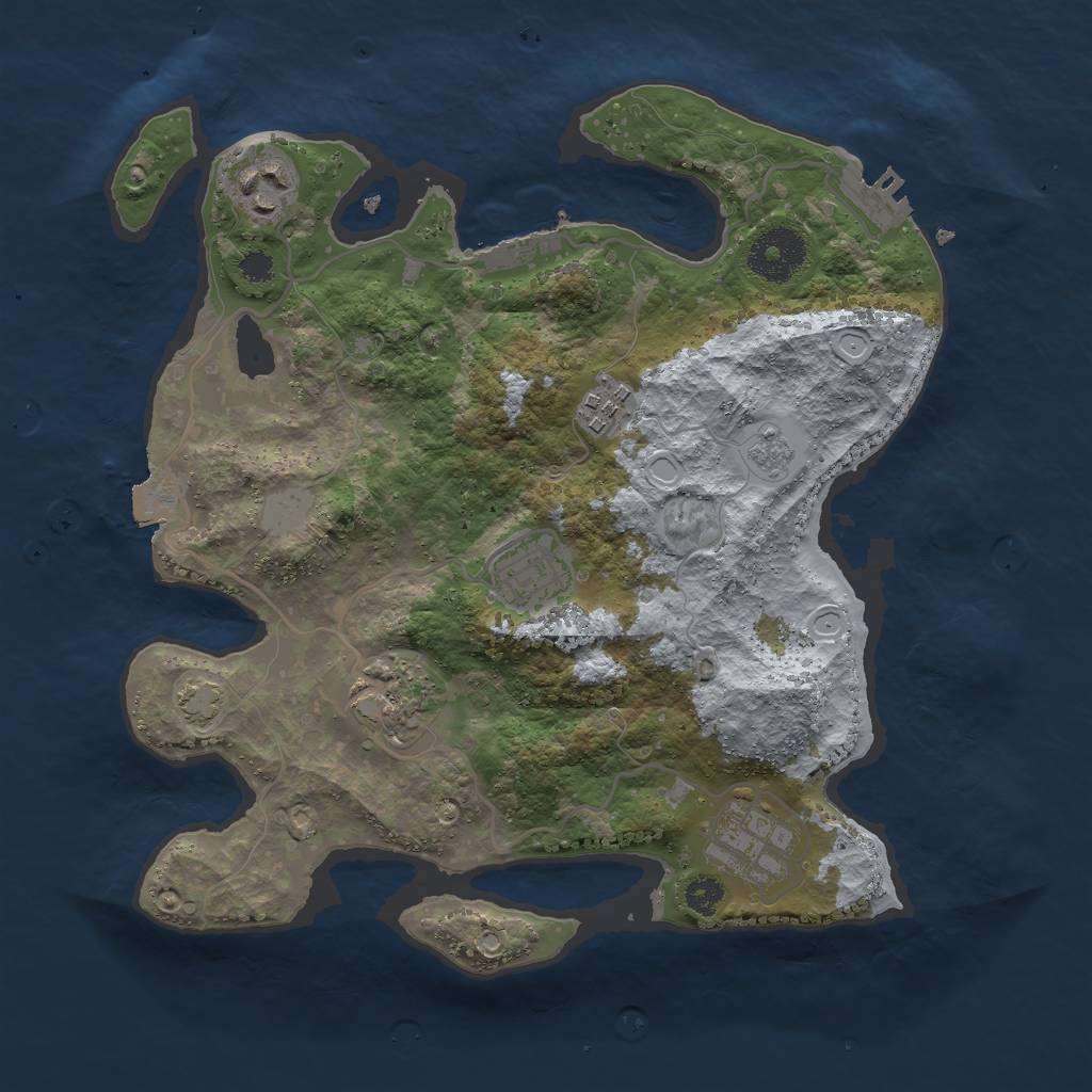 Rust Map: Procedural Map, Size: 3000, Seed: 122770237, 12 Monuments