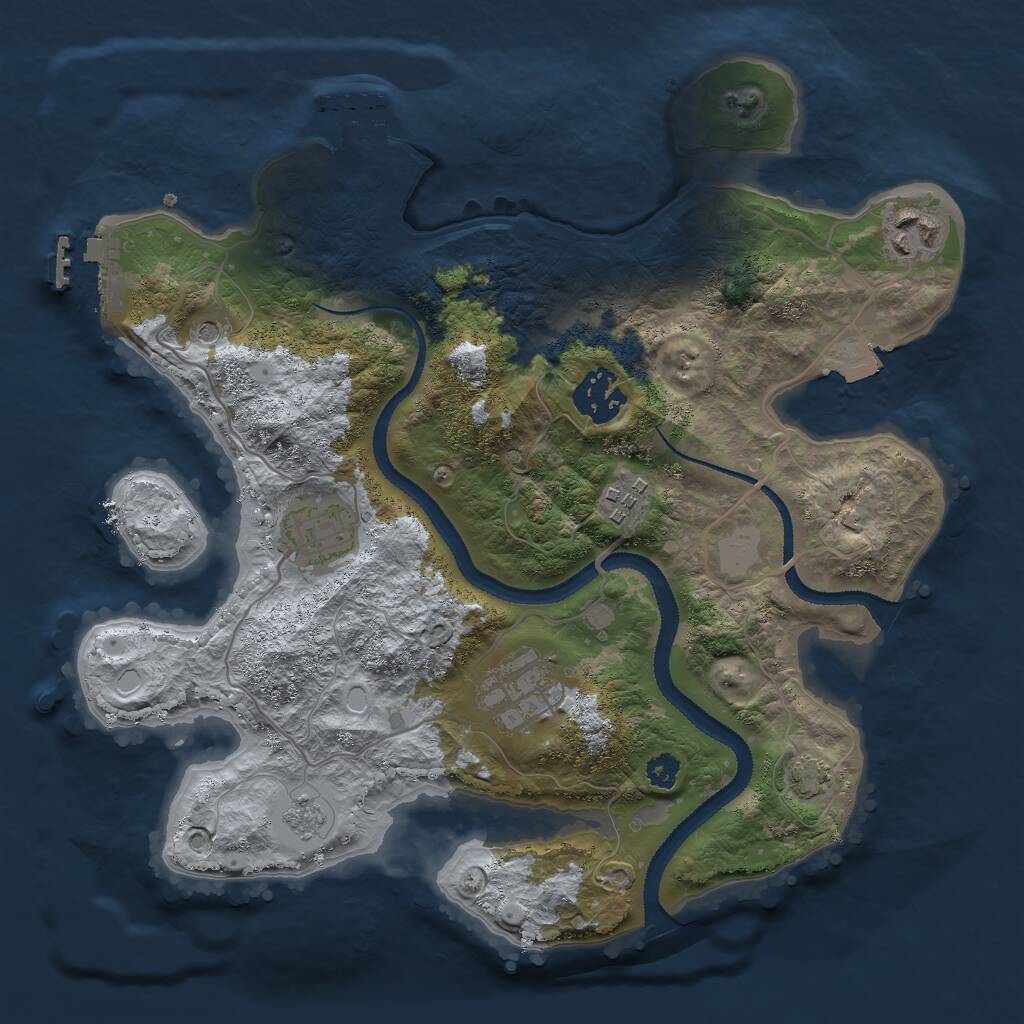 Rust Map: Procedural Map, Size: 3000, Seed: 43343334, 11 Monuments