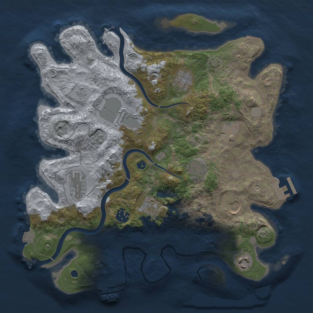 Rust Map: Procedural Map, Size: 3500, Seed: 1635613151, 16 Monuments