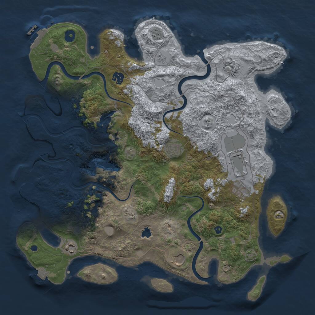 Rust Map: Procedural Map, Size: 4000, Seed: 427603, 14 Monuments