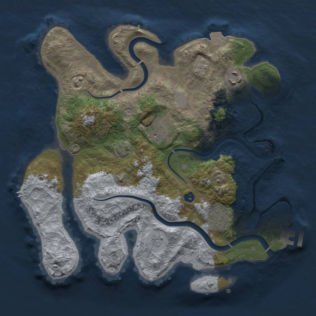 Rust Map: Procedural Map, Size: 3000, Seed: 4528, 9 Monuments