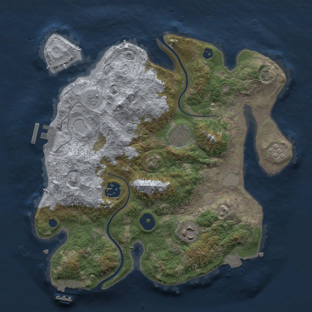 Rust Map: Procedural Map, Size: 3000, Seed: 25809, 10 Monuments