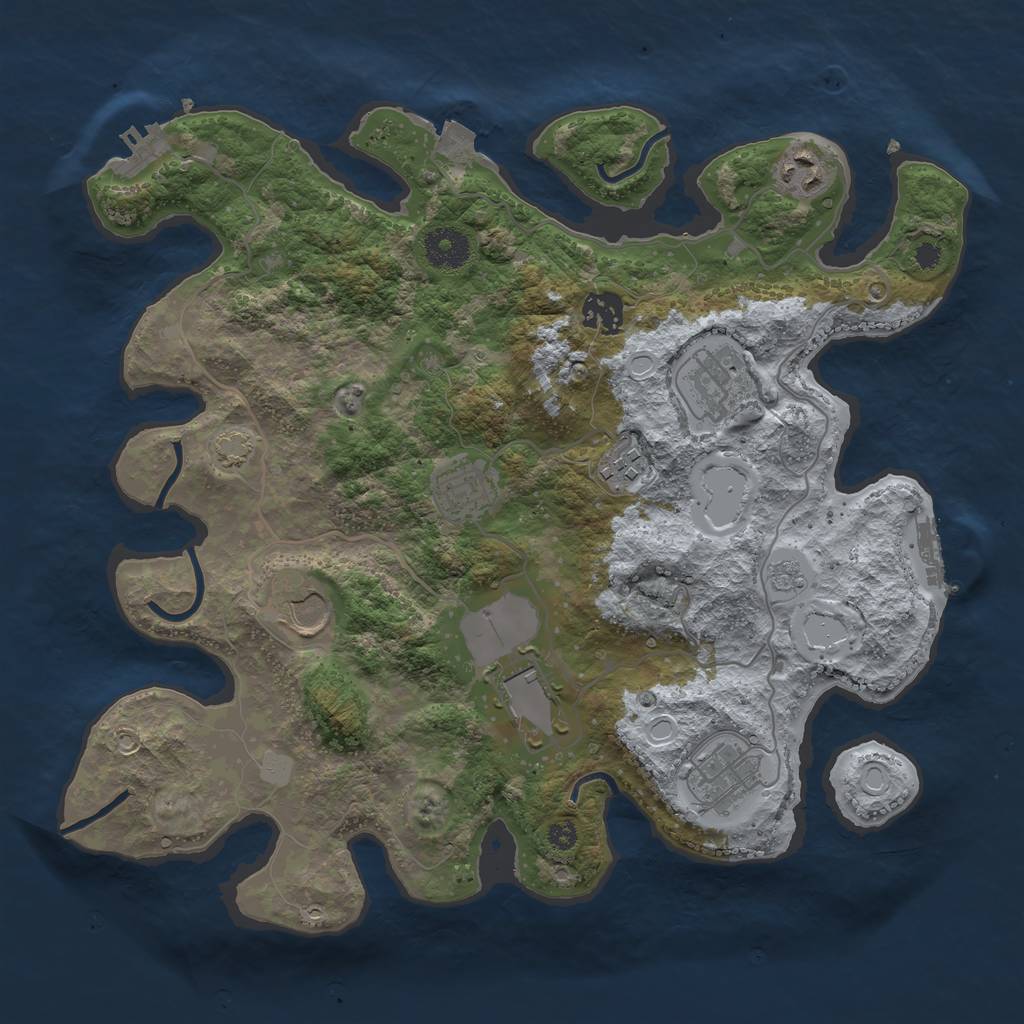 Rust Map: Procedural Map, Size: 3500, Seed: 585956, 15 Monuments