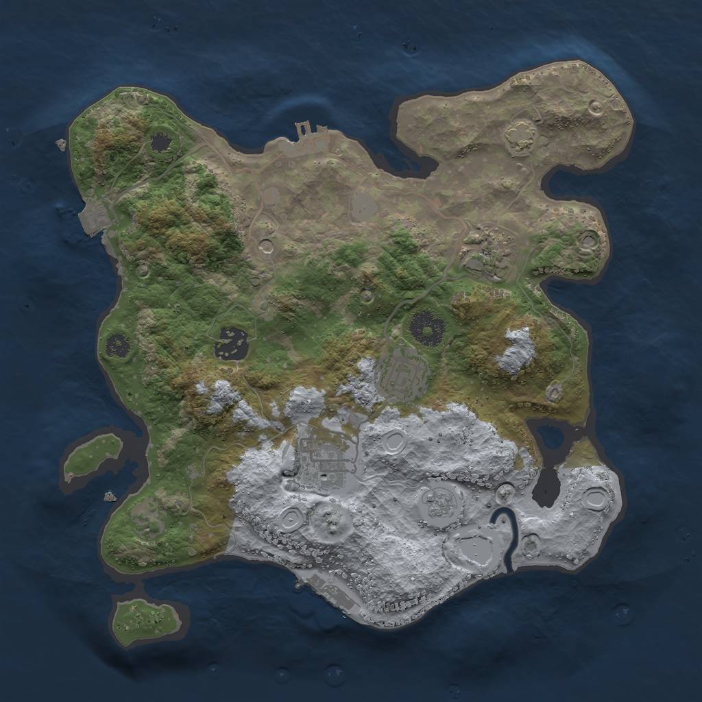 Rust Map: Procedural Map, Size: 3000, Seed: 1850, 12 Monuments