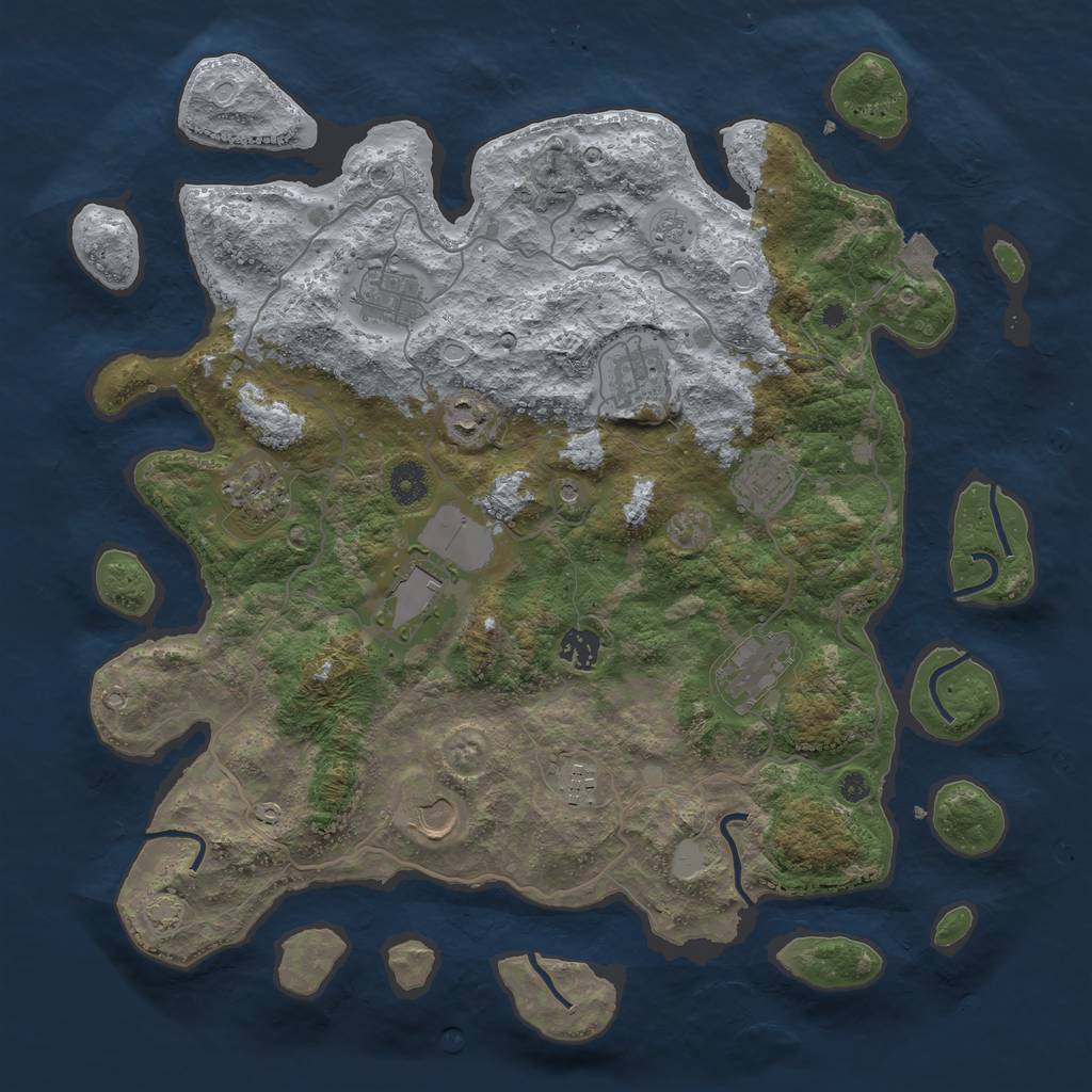 Rust Map: Procedural Map, Size: 4000, Seed: 1842113029, 16 Monuments