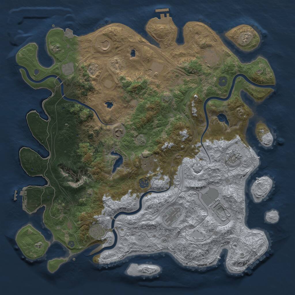 Rust Map: Procedural Map, Size: 4500, Seed: 1214700712, 19 Monuments