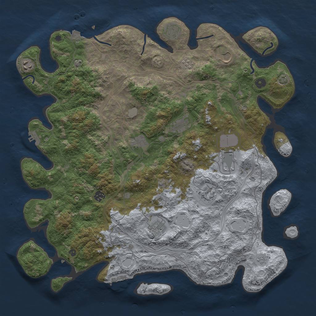 Rust Map: Procedural Map, Size: 4500, Seed: 1214700712, 18 Monuments