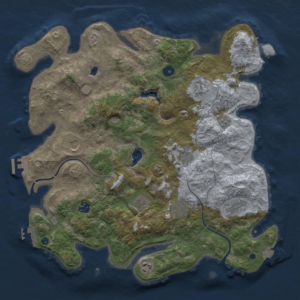Rust Map: Procedural Map, Size: 4000, Seed: 53000, 15 Monuments