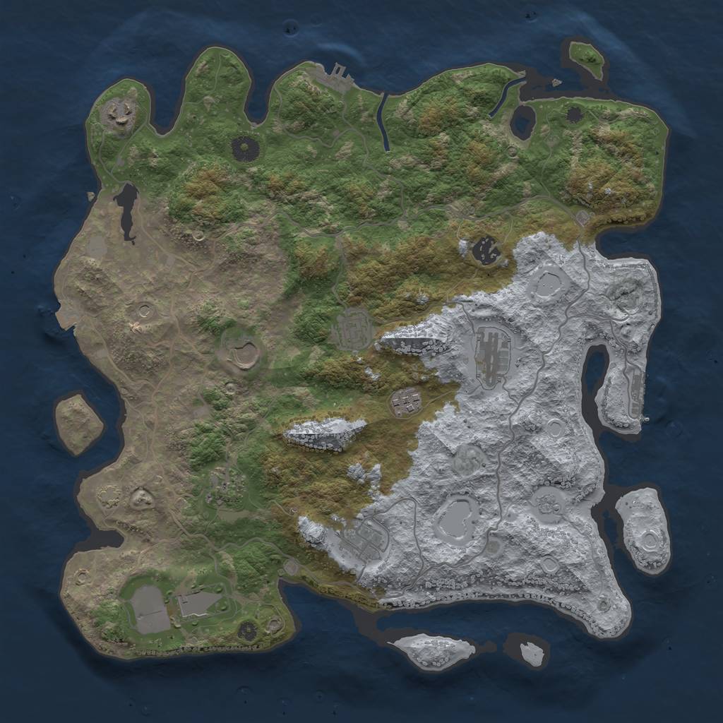 Rust Map: Procedural Map, Size: 4000, Seed: 857627642, 17 Monuments