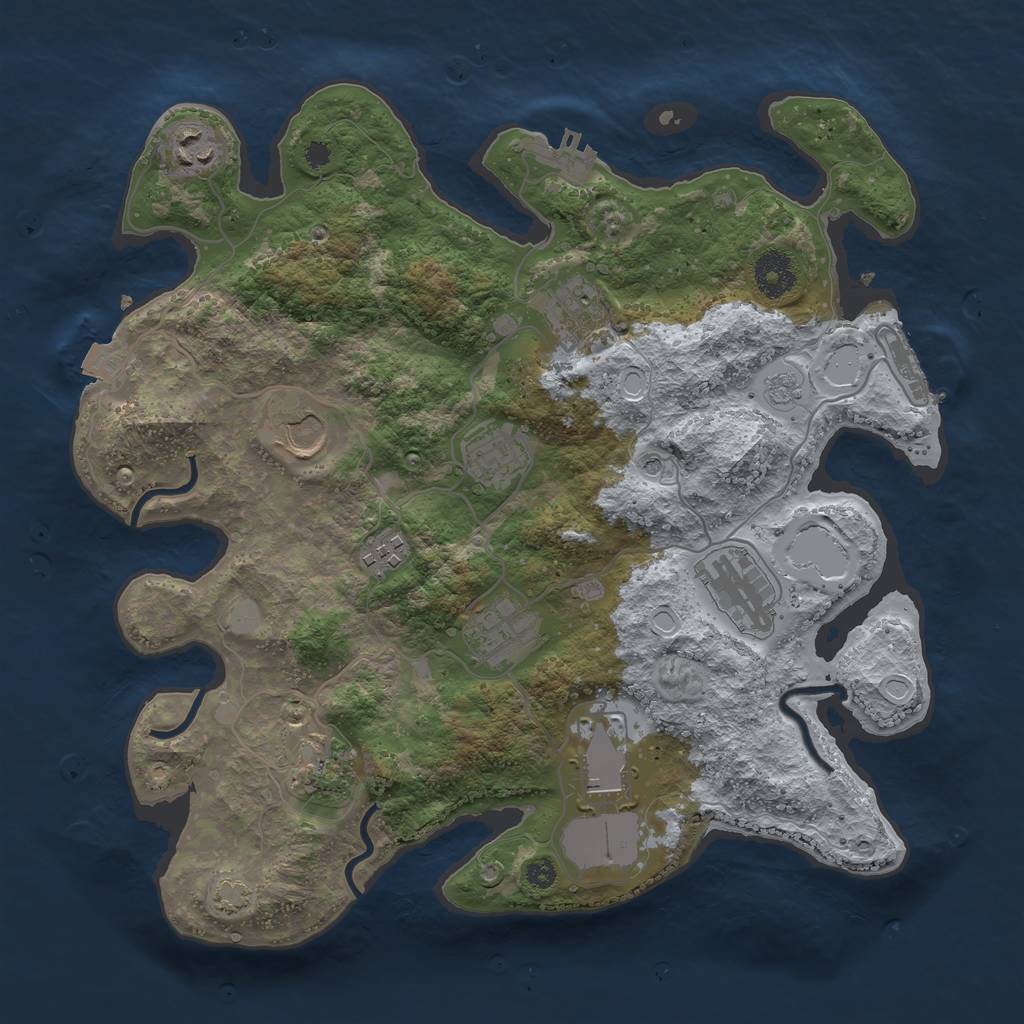 Rust Map: Procedural Map, Size: 3500, Seed: 1500059889, 17 Monuments