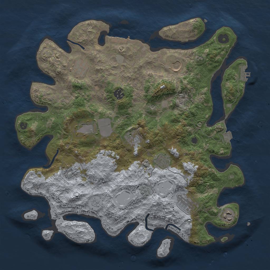 Rust Map: Procedural Map, Size: 3800, Seed: 454545, 18 Monuments