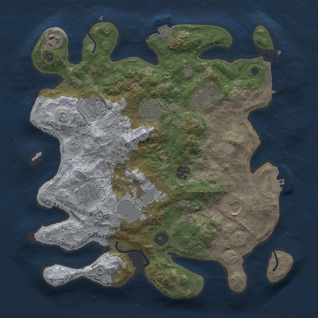 Rust Map: Procedural Map, Size: 3500, Seed: 510178720, 16 Monuments