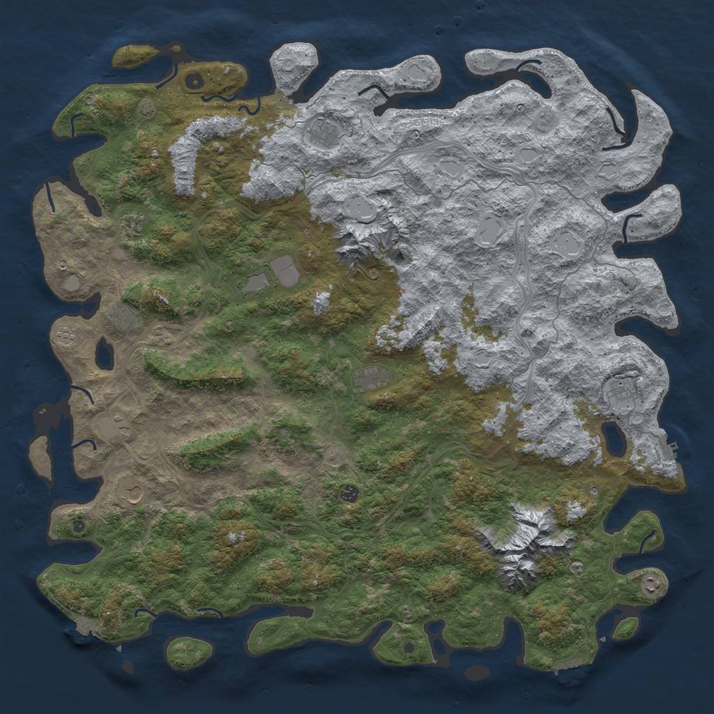 Rust Map: Procedural Map, Size: 6000, Seed: 30836344, 19 Monuments