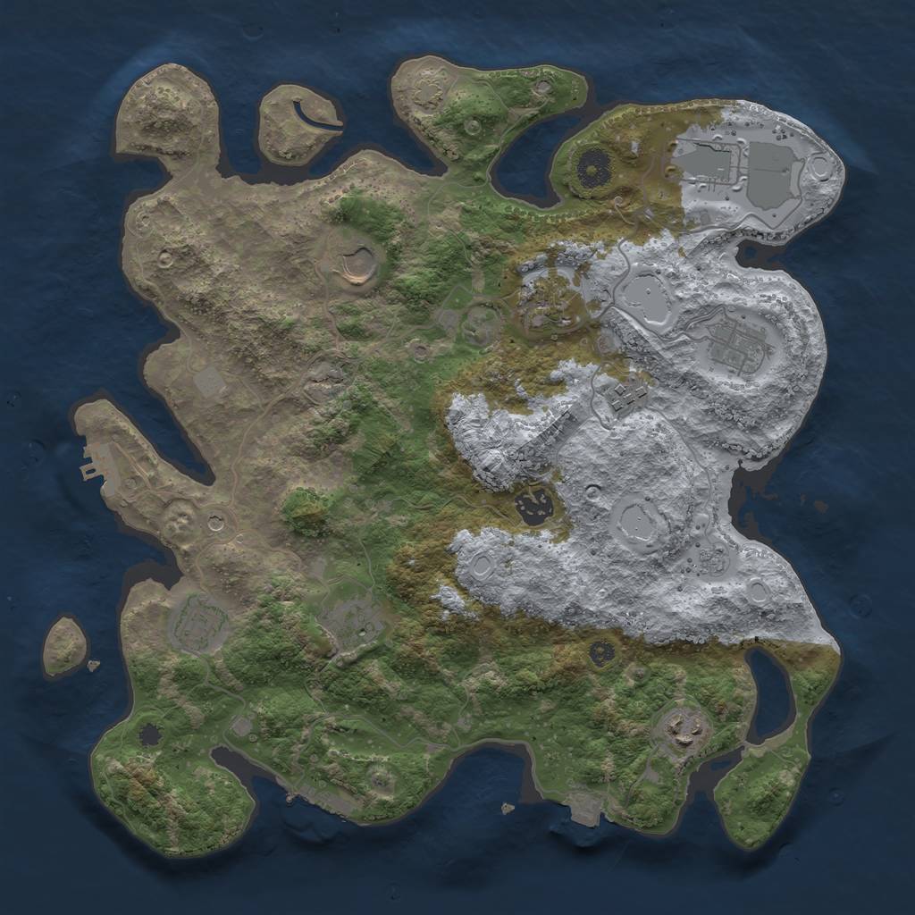 Rust Map: Procedural Map, Size: 3700, Seed: 59366, 17 Monuments