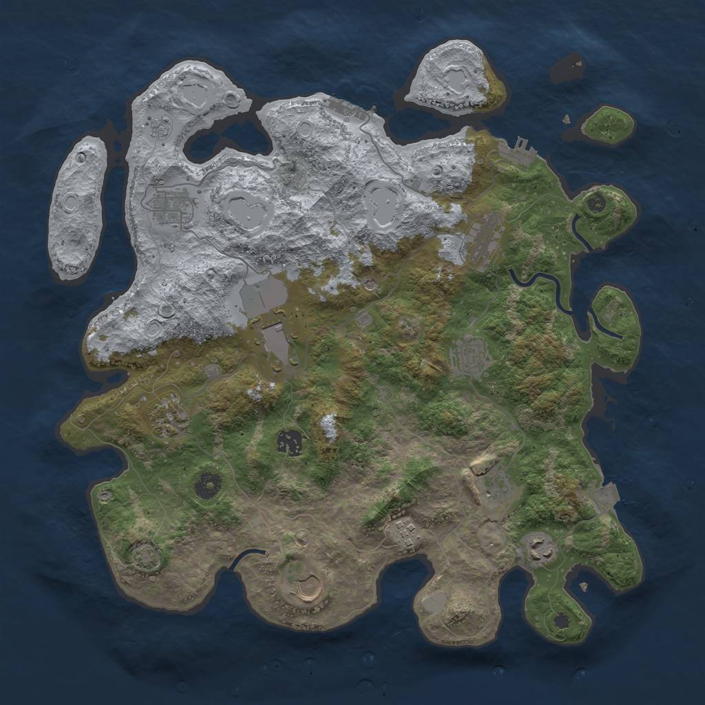 Rust Map: Procedural Map, Size: 3950, Seed: 57310222, 18 Monuments