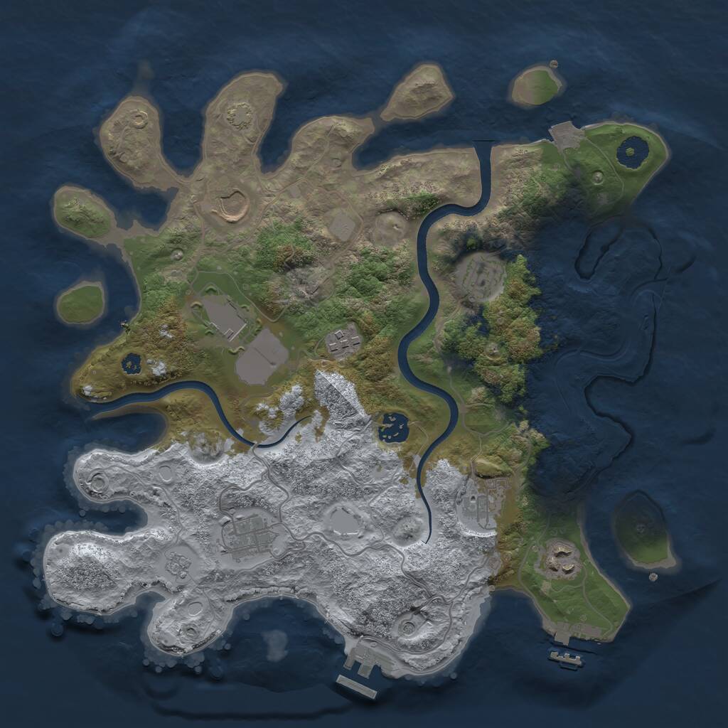 Rust Map: Procedural Map, Size: 3500, Seed: 857943332, 14 Monuments