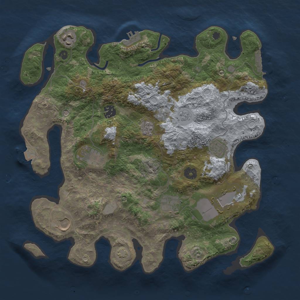 Rust Map: Procedural Map, Size: 3500, Seed: 386065950, 16 Monuments
