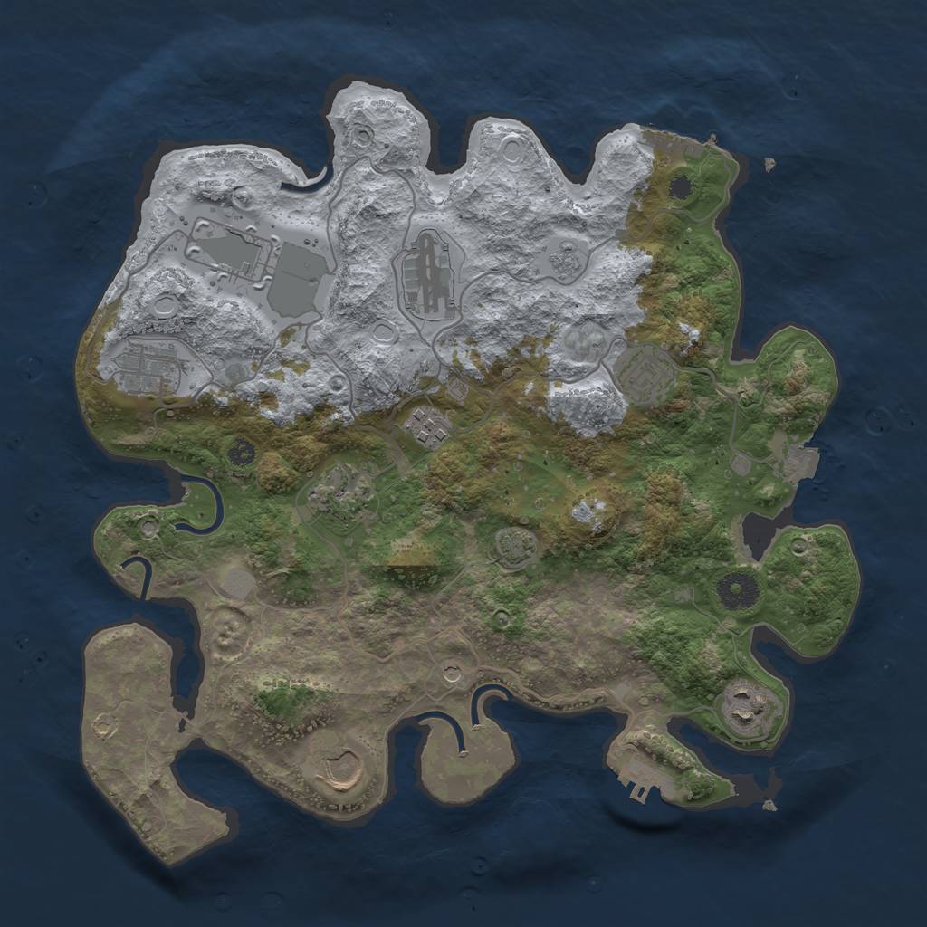 Rust Map: Procedural Map, Size: 3500, Seed: 93659288, 16 Monuments