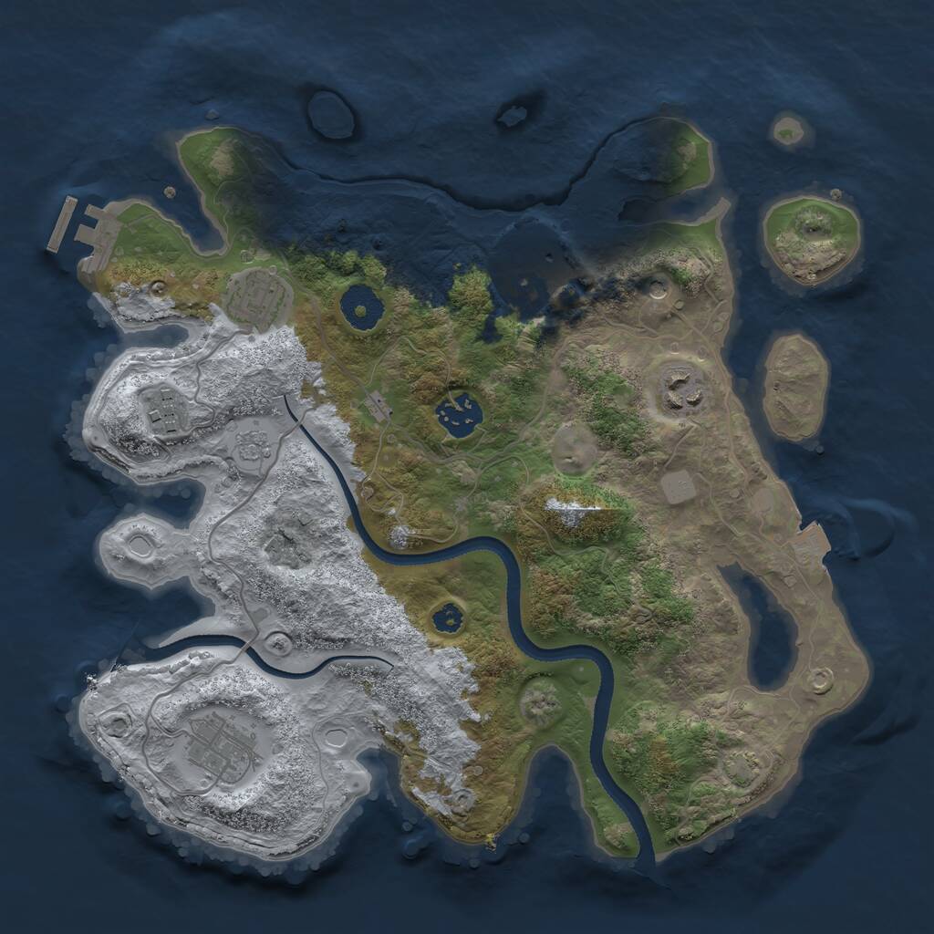 Rust Map: Procedural Map, Size: 3250, Seed: 64929654, 11 Monuments